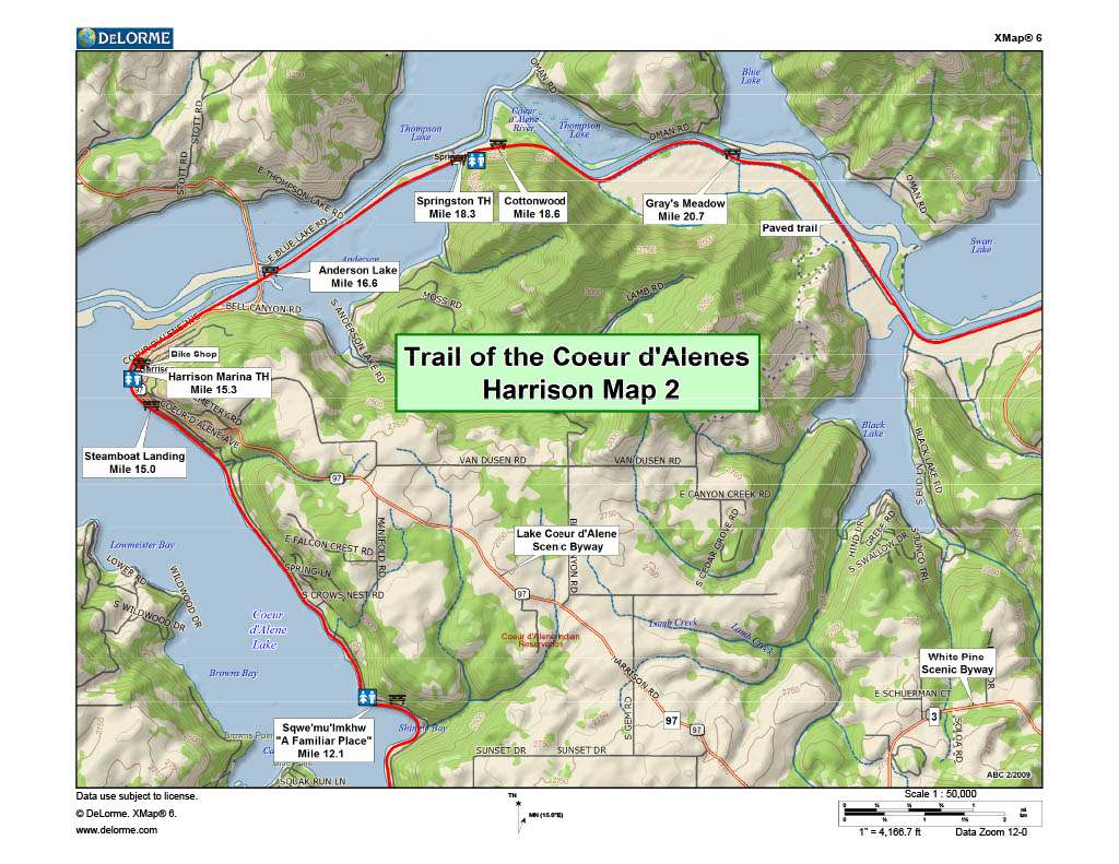 Harrison Trailhead Map - Trail of the Coeur d'Alenes