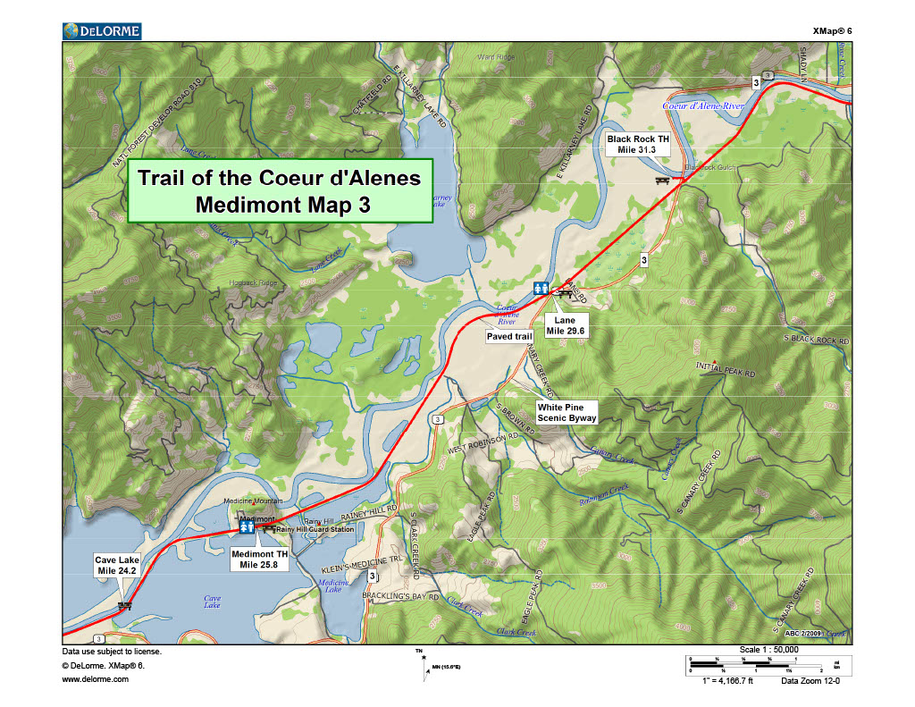 Medimont and Black Rock Trailhead Map - Trail of the Coeur d'Alenes
