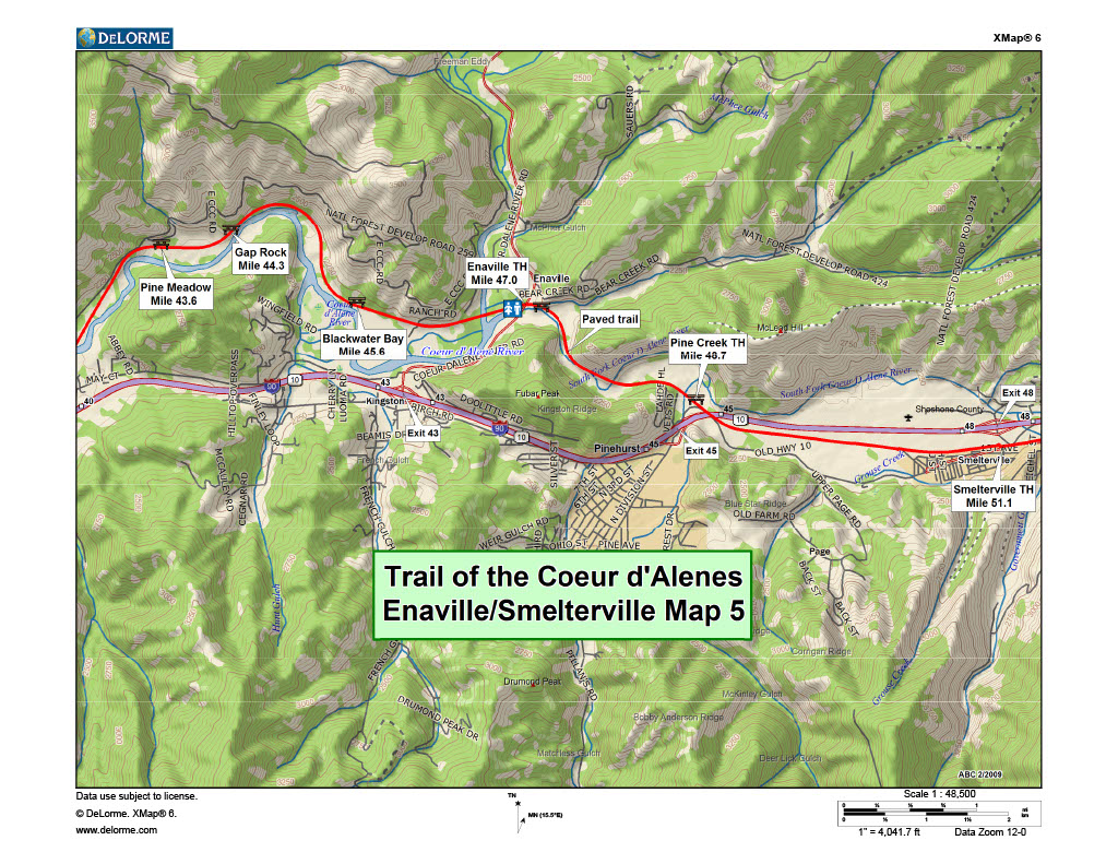 Pinehurst Trailhead Map - Trail of the Coeur d'Alenes