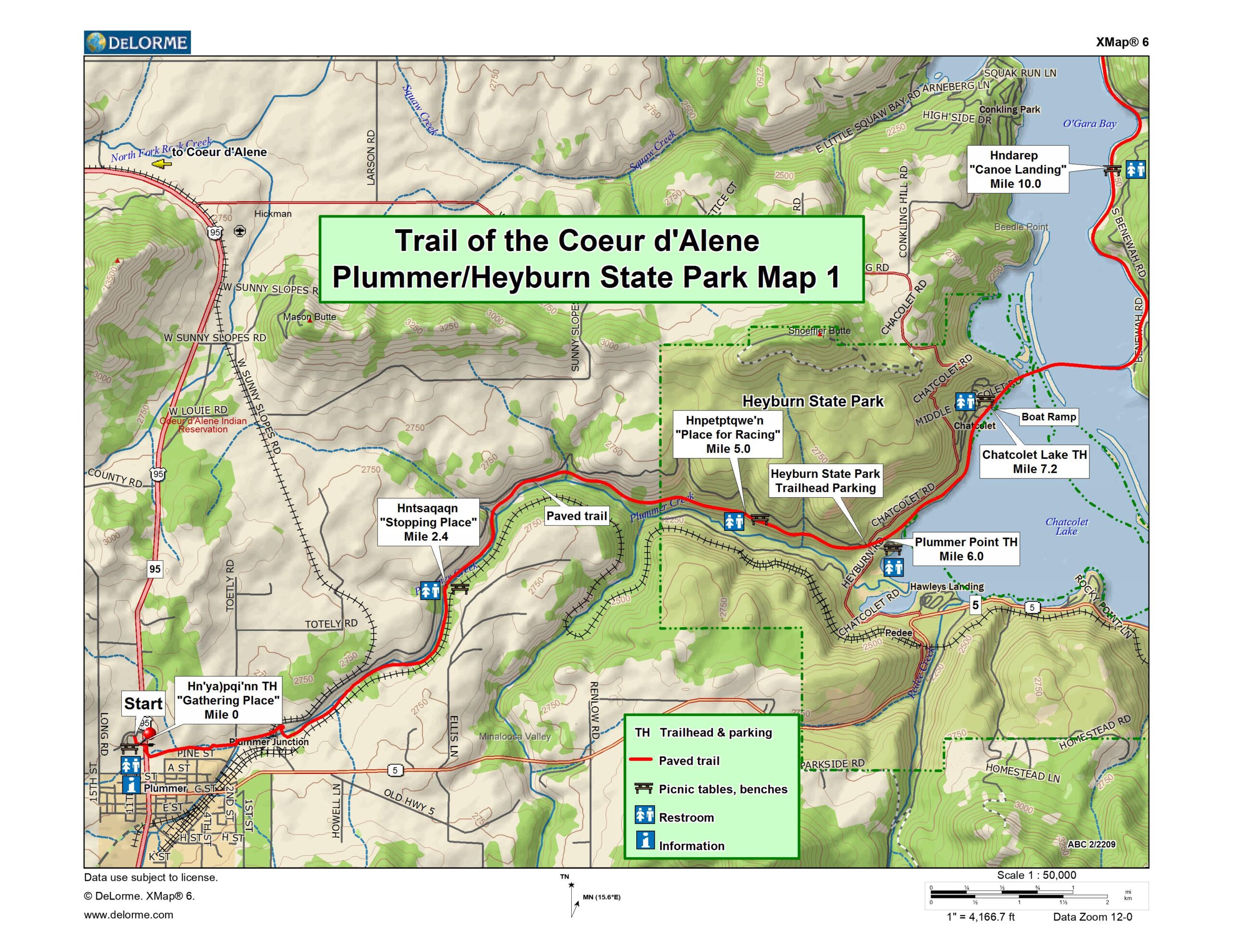 Plummer and Heyburn Trailhead Map - Trail of the Coeur d'Alenes