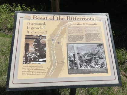 Beast of the Bitterroots Interpretive Sign at the Hiawatha Bike Trail