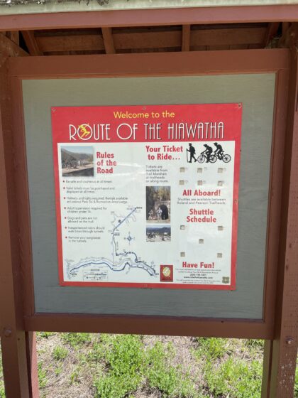 A sign board at the Hiawatha Bike Trail.